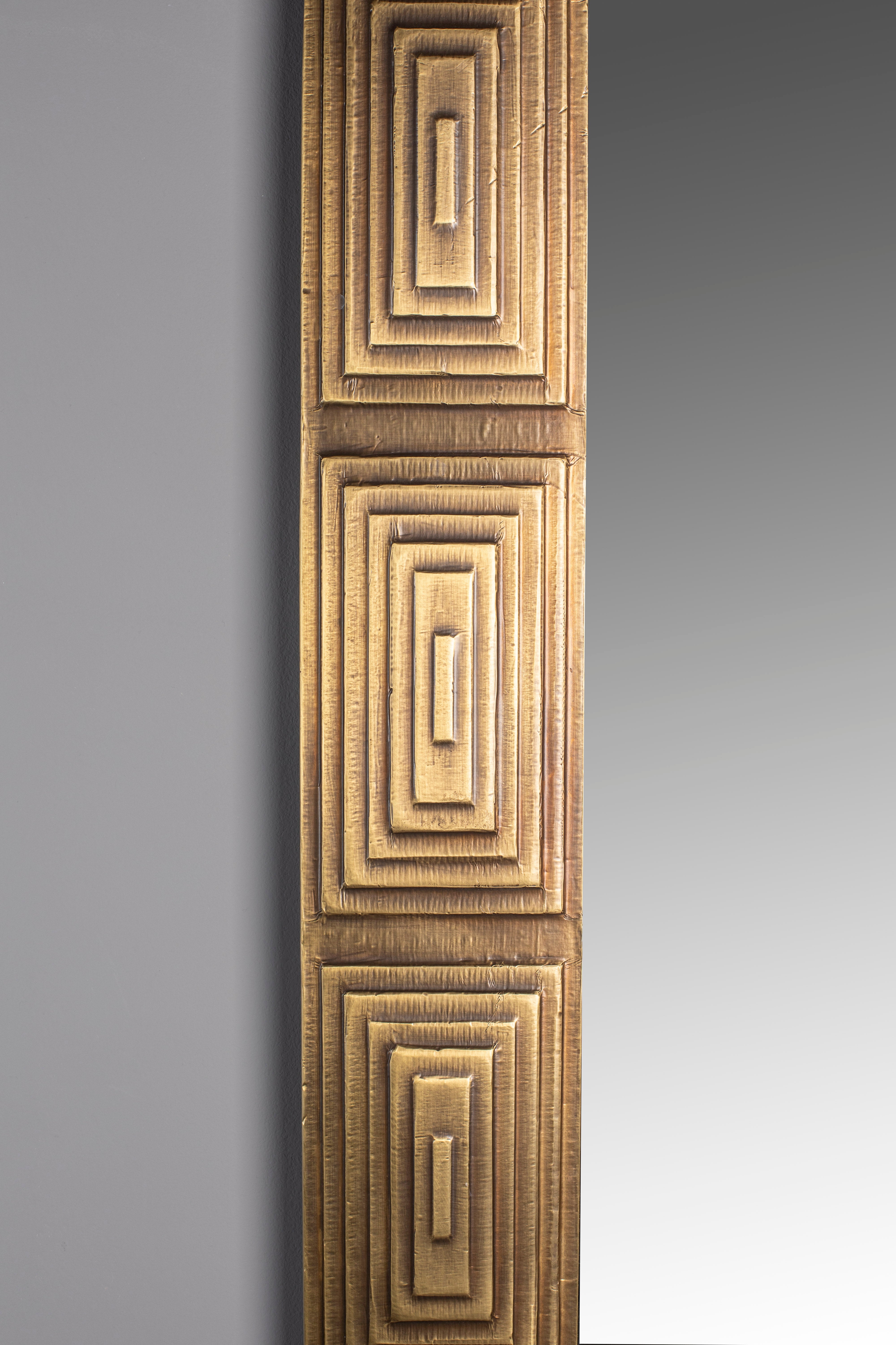 Dutchbone Volan Art Deco Brass Rectangle Wall Mirror